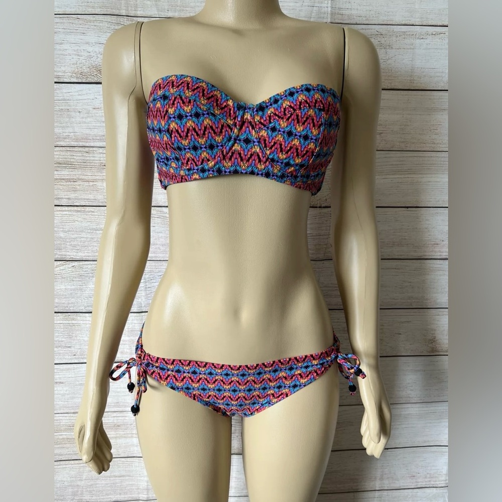 Jessica Simpson Bikini Set Strapless Bikini Top Size M &Bikini Bottom Size S